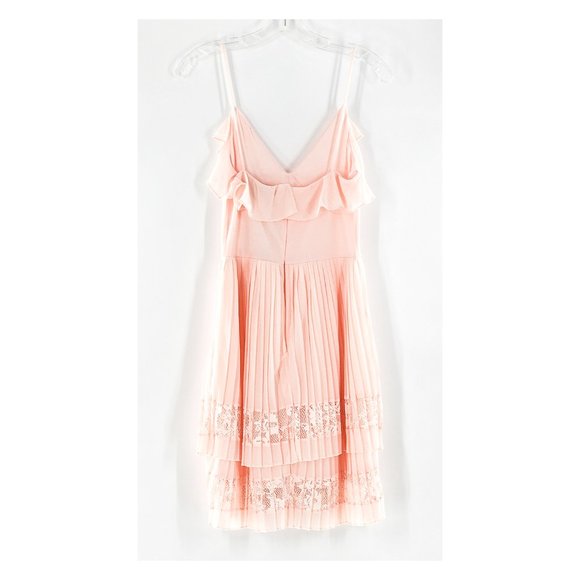 FRENCH CONNECTION Adanna NWT Pleat Lace Jersey Dress Pink Opal - Picture 3 of 6